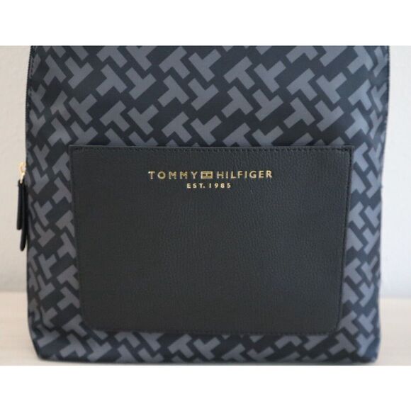 Tommy Hilfiger 69J8944-001 Unisex Black/Gray Allover Logo Print Backpack - Picture 3 of 10